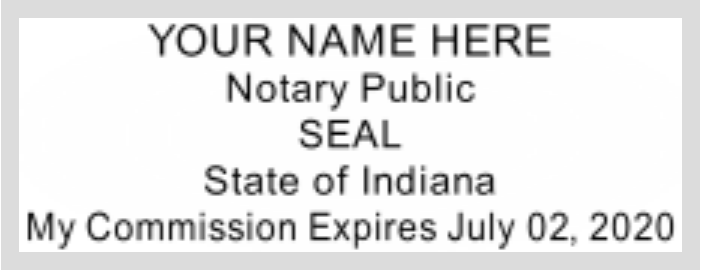 Indiana Notary Ideal Self Inking Stamp, 2.3x0.81 Inch Rectangle, Sample Impression Image Indiana Notary Ideal Self Inking Stamp, 2.3x0.81 Inch Rectangle, Sample Impression Image